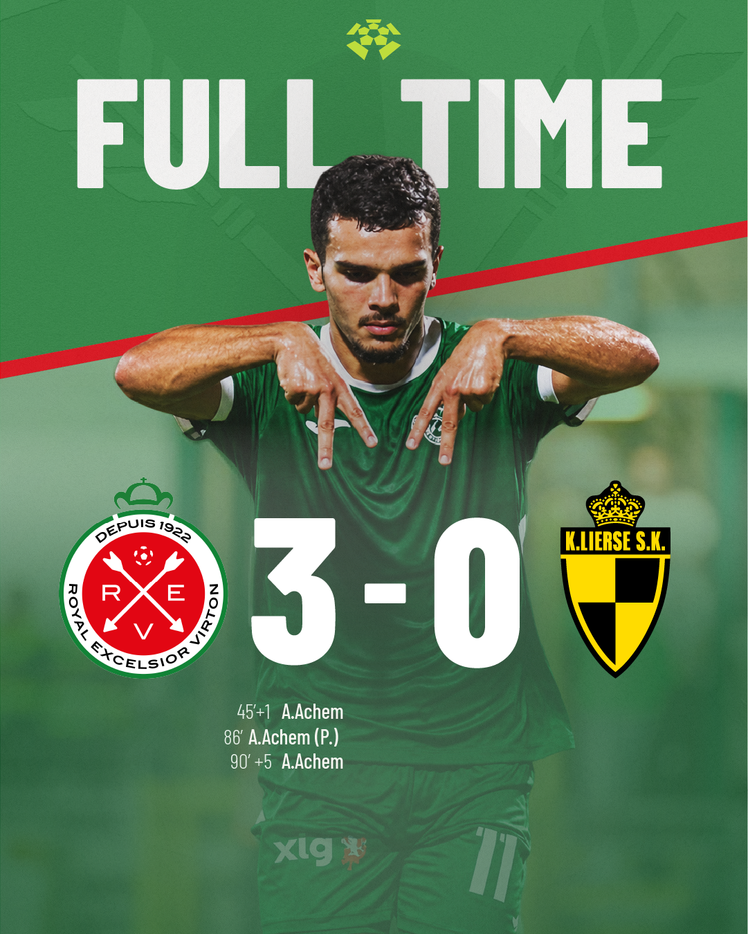 Visuel de score final 3-0 pour les réseaux sociaux